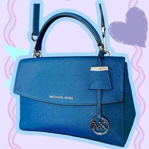 Michael Kors Denim Blue Ava Top Handle Satchel NWOT